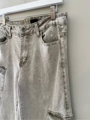 VIP Jeans Gray Acid Wash Multi Pocket Cargo Jeans Women 9/29 Y2K thumbnail 4