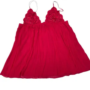 Victoria's Secret Red Lace Satin Bow Babydoll Chemise XL Lingerie Chiffon thumbnail 3