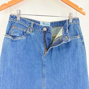 Vtg Y2k Old Navy Denim Maxi Skirt Sz 6 90s Grunge Front Slit Indie Sleaze Jean thumbnail 8