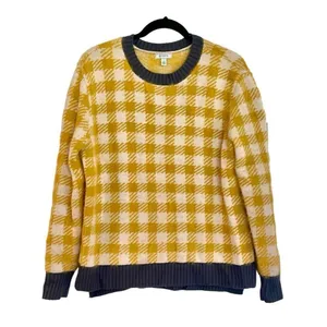 Susina yellow buffalo check cozy crewneck sweater small thumbnail 4