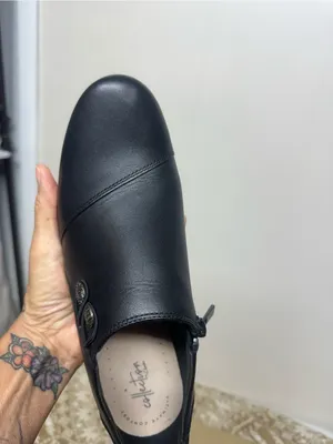 Clarks Black Leather Ankle Booties with Side Button Detail thumbnail 4