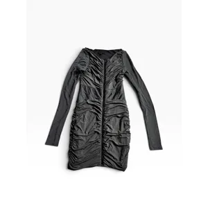 Rag & Bone Ruched Zip Front Mini Dress 2 Gray Long Sleeve Bodycon thumbnail 3