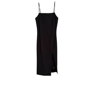 Bardot Black Square Neck Midi Dress Side‎ Slit Spaghetti Strap US 4 thumbnail 2
