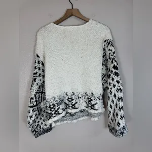 Free People Midnight Beach Oversized Sweater in Evening Ivory Combo size XS $168 thumbnail 7