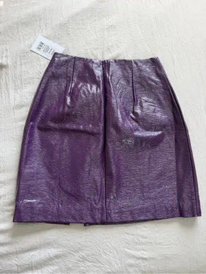 Showpo. Shimmery Purple Faux Leather‎ Mini Skirt thumbnail 3