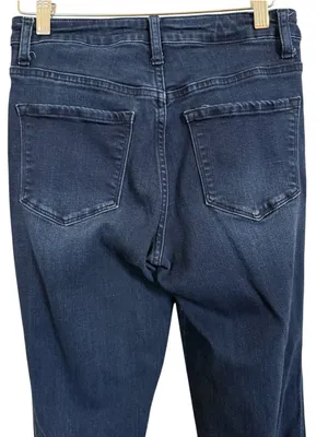 Flying Monkey High Rise Flare Jeans Women’s Size 25 Dark Wash Raw Hem Stretch thumbnail 5