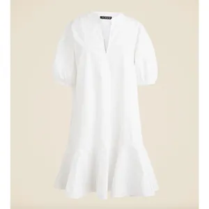 J.Crew Tall Delilah Dress Cotton Poplin Puff Sleeve Minimalist White Medium NWT thumbnail 5