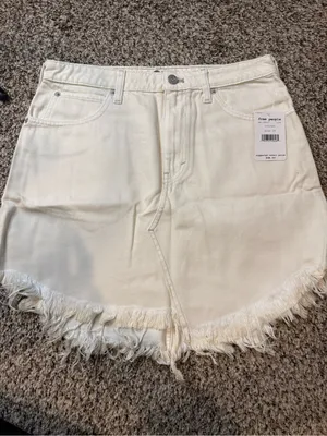 Free People Bailey Denim Mini Skirt - Coconut thumbnail 4