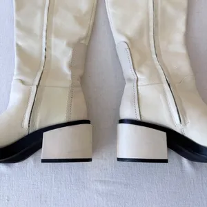Franco Sarto Dorica Tall Boots 5.5M Cream Leather Block‎ Heel thumbnail 12