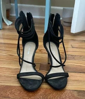 Black Strappy Women's Heels thumbnail 1