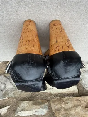 Cole Haan Black Leather Cork Wedge Sandals size 8 thumbnail 3
