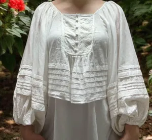 Anthropologie Shirt Women SIZE XXS White Romantic Babydoll Embroidered Victorian thumbnail 15