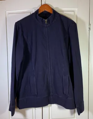 Lands' End Womens XL Navy Blue Full Zip Mock Neck‎ Cotton Stretch Jacket 431606 thumbnail 1