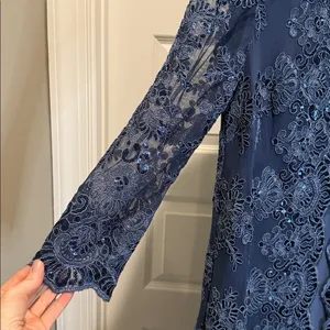 Alex Evenings Navy Sequin Lace‎ Jacket Dress Set 6 NWT Wedding Party Formal thumbnail 7
