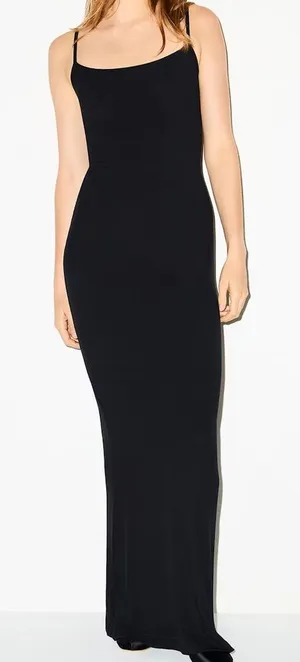SKIMS Ribbed Soft Lounge Long Slip DressIn Onyx‎ Size Large thumbnail 1
