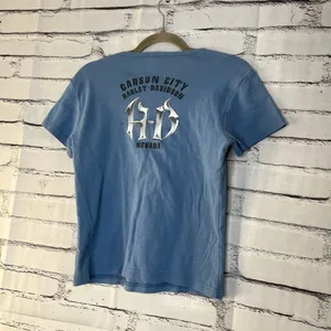 Harley-Davidson Vintage 2004 Y2K Blue Short Sleeve Tee Graphic T Shirt SZ M Bike thumbnail 8