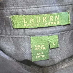 Lauren Ralph Lauren Navy Blue Cotton Button‎ Down Shirt Utility Pocket Womens L thumbnail 3