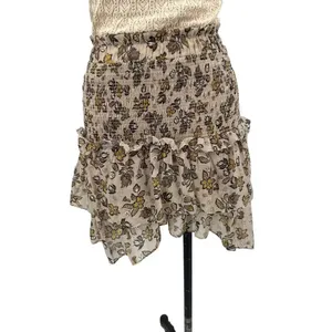 Anthropologie Current Air Dress Mini Sweater Ruffle Crewneck‎ Beige Size Small thumbnail 7