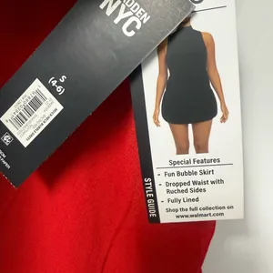 Sleeveless Red High-Neck Ruched Mini Dress thumbnail 3
