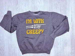 Mad engine I’m with creepy long sleeve sweater sweatshirt xl shirt Halloween thumbnail 2