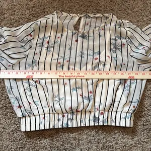 A'gaci Nude Sheer Cropped Floral Fairy Shirt Women's Medium Y2K Boho thumbnail 5