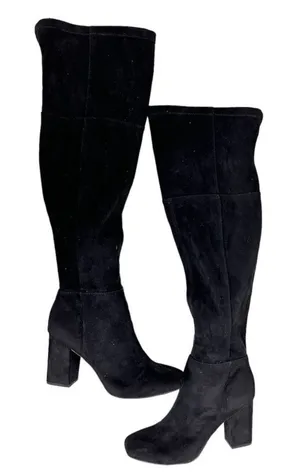 Over the Knee Boots Womens Square Toe‎ Block Heel Size 6.5 thumbnail 1
