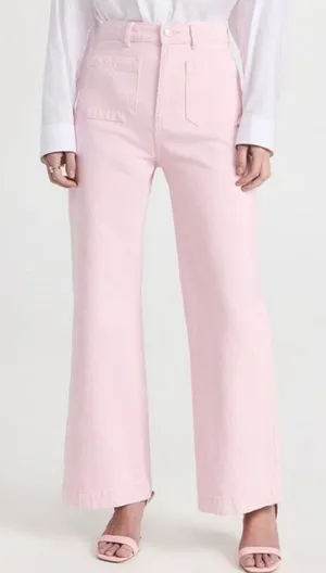 Rollas Sailor Jean Size 24 Pink High Waisted Wide Leg Patch Pocket Pants Retro‎ thumbnail 1