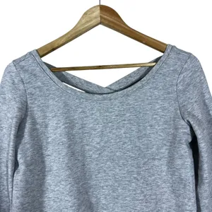 Aerie Crisscross V-Back Heathered Sweatshirt Grey Balletcore Long Sleeve Size S thumbnail 2