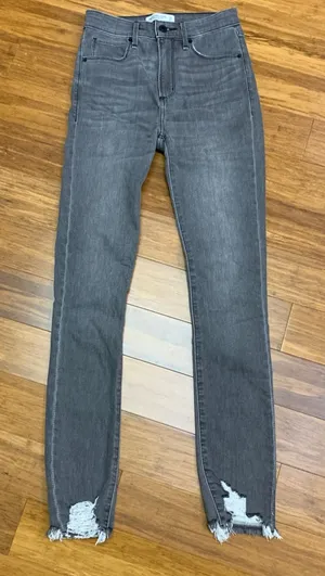 Abercrombie & Fitch‎ Super Skinny Ankle High Rise Gray Jeans Womens Size 24 Rips thumbnail 1