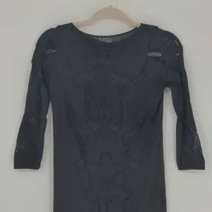 Intimately Free People Black Floral Lace Mini Dress M/L 3/4 Sleeve Stretch thumbnail 2
