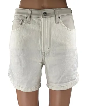 Abercrombie & Fitch The Dad Women's White High Waisted Denim Jean Shorts Size 28 thumbnail 1