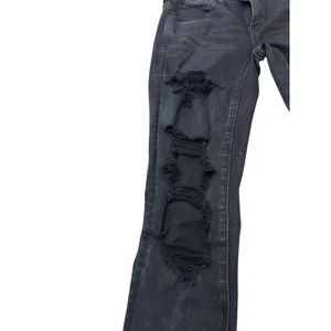 American Eagle Distressed Skinny Jeans Black Ripped High Waisted Womens Size 4 thumbnail 5