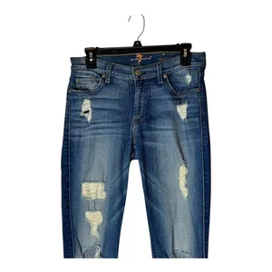 7‎ For All Mankind Jeans Women 27 Medium Wash Denim Distressed The Ankle Skinny thumbnail 4