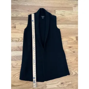 Charter‎ Club Luxury 100% Cashmere Black Duster Sweater Vest Ribbed thumbnail 8