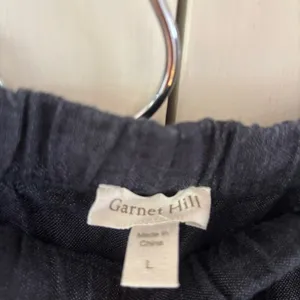 Garnet Hill Essential 100% Linen Pull On Denim Mini Skirt Pocket Chambray Size L thumbnail 5