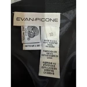Y2k Evan Picone Black Wool Pencil Skirt SZ 10 Old Money Back Slit‎ Lined Grunge thumbnail 2