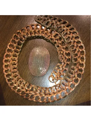 Copper Metal Vintage Brutalist Chunky Retro Braided Belt With Removable Buckle thumbnail 9