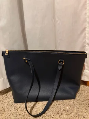 Coach Navy Blue Leather Tote Bag with Gold Hardware thumbnail 2