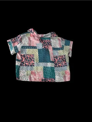 Simply Southern Patchwork Short Pajama Set - Pink, Teal & Cream thumbnail 5