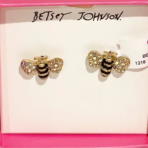Betsey Johnson Rhinestone Bumble Bee Earrings Jewelry NEW‎ in Box NWT thumbnail 3
