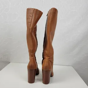 Kenneth Cole NY Justin Womens Boots Size 8.5 Cognac Leather Knee‎ High Round Toe thumbnail 8