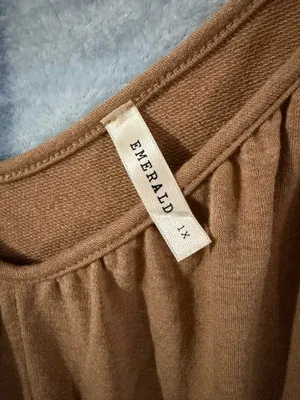 Emerald V-Neck Sleeveless Wide Leg High Low Hem Jumpsuit in Brown 1X thumbnail 4