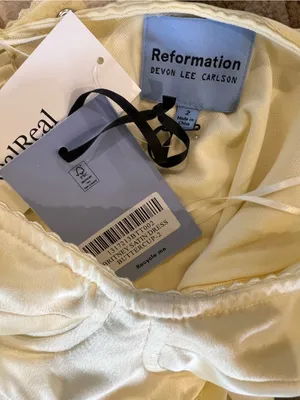 Reformation Britney Satin Yellow Dress Size 2 thumbnail 3