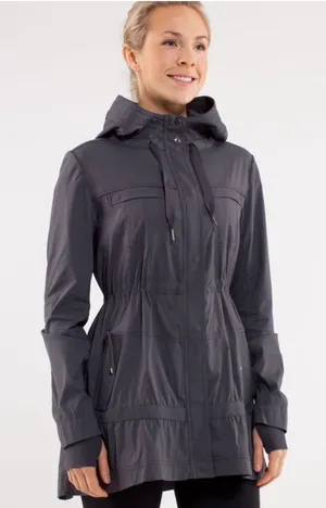 Lululemon Apres Practice Anorak Jacket Coal Grey Pinstripe Size 4 thumbnail 1