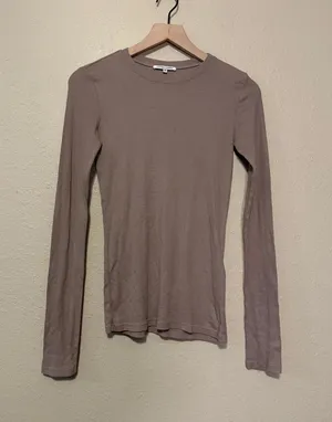 Cotton Citizen Ribbed crop top Long Sleeve Tan Size Small thumbnail 1