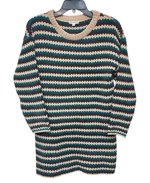 Earthbound Crotchet Boho Sweater Dress Womens Size S‎ Midi Striped Boundless thumbnail 1