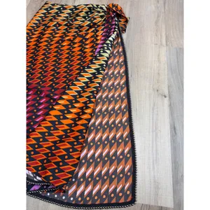 Zara Geometric Print Beaded Trim Sarong Wrap Maxi Skirt Multicolor Womens Med thumbnail 7