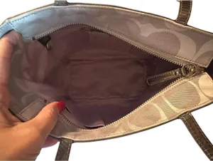 Coach Signature Canvas Tote Gray Silver Stripe M0849-13280 thumbnail 2