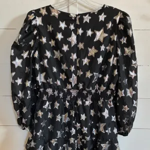 Sam Edelman Womens 6 Black Silver Metallic‎ Star Print Mini Dress V Neck thumbnail 11