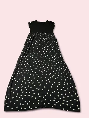 Source Unknown Black Maxi Dress with White Polka Dots thumbnail 2